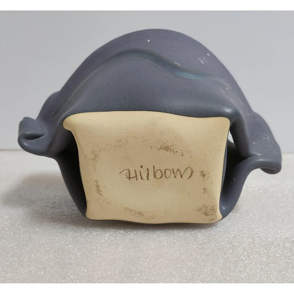 Vintage Hilborn Pottery Folded Pinch Pot Blue Tones